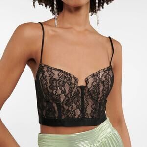 NWT Jonathan Simkhai Shirley Black Lace Bustier Crop Top Size Small